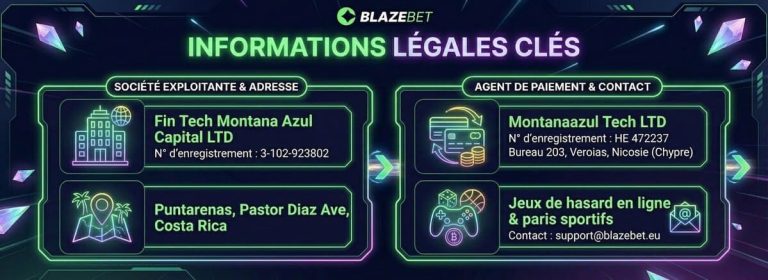 Blazebet Casino informations légales